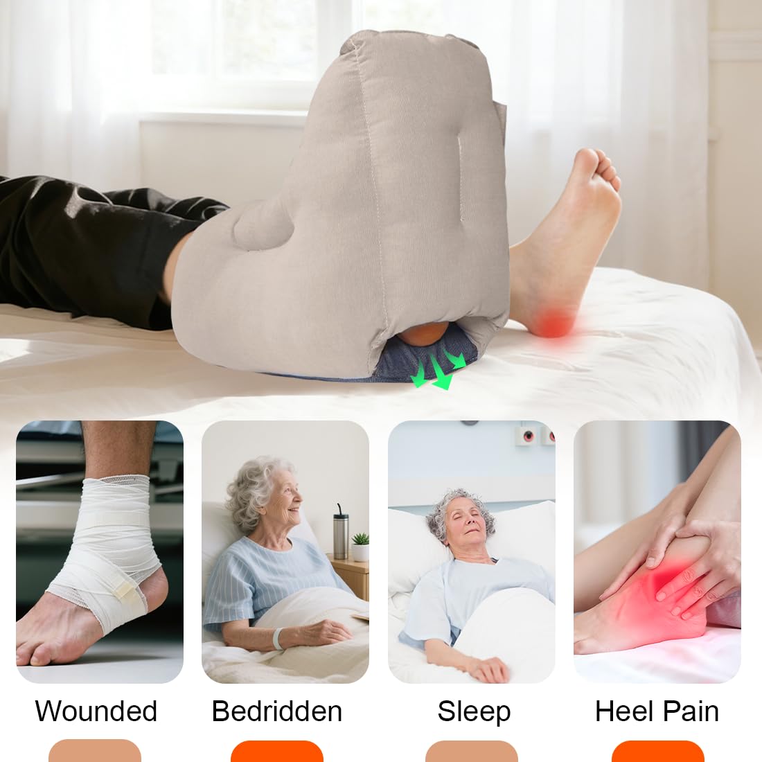 EZ Assistive Protectores de talón para úlceras por presión, cojín cómodo para pacientes postrados en cama, elimina las llagas de cama, almohadilla para botines para aliviar el dolor de úlceras
