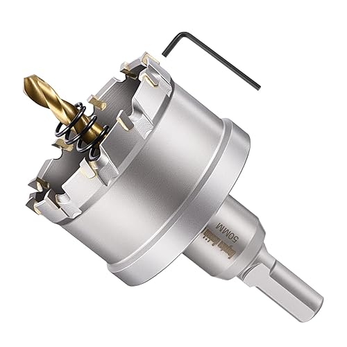 Miniatura 17 de METALLIXITY Kit de sierra perforadora de 1.732 in (1-47/64 pulgadas), cortador de agujeros de carburo de tungsteno con broca central, llave