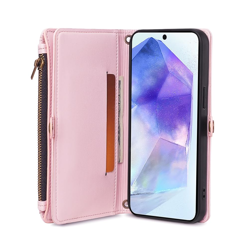 BELLA BEAR Etui Realme GT Neo 6 SE 5G [6 przegródek na karty] [boczna kieszeń z zamkiem błyskawicznym] [otwór na zdjęcia] [regulowany pasek na ramię] [podpórka] etui portfelowe do Realme GT Neo 6 SE