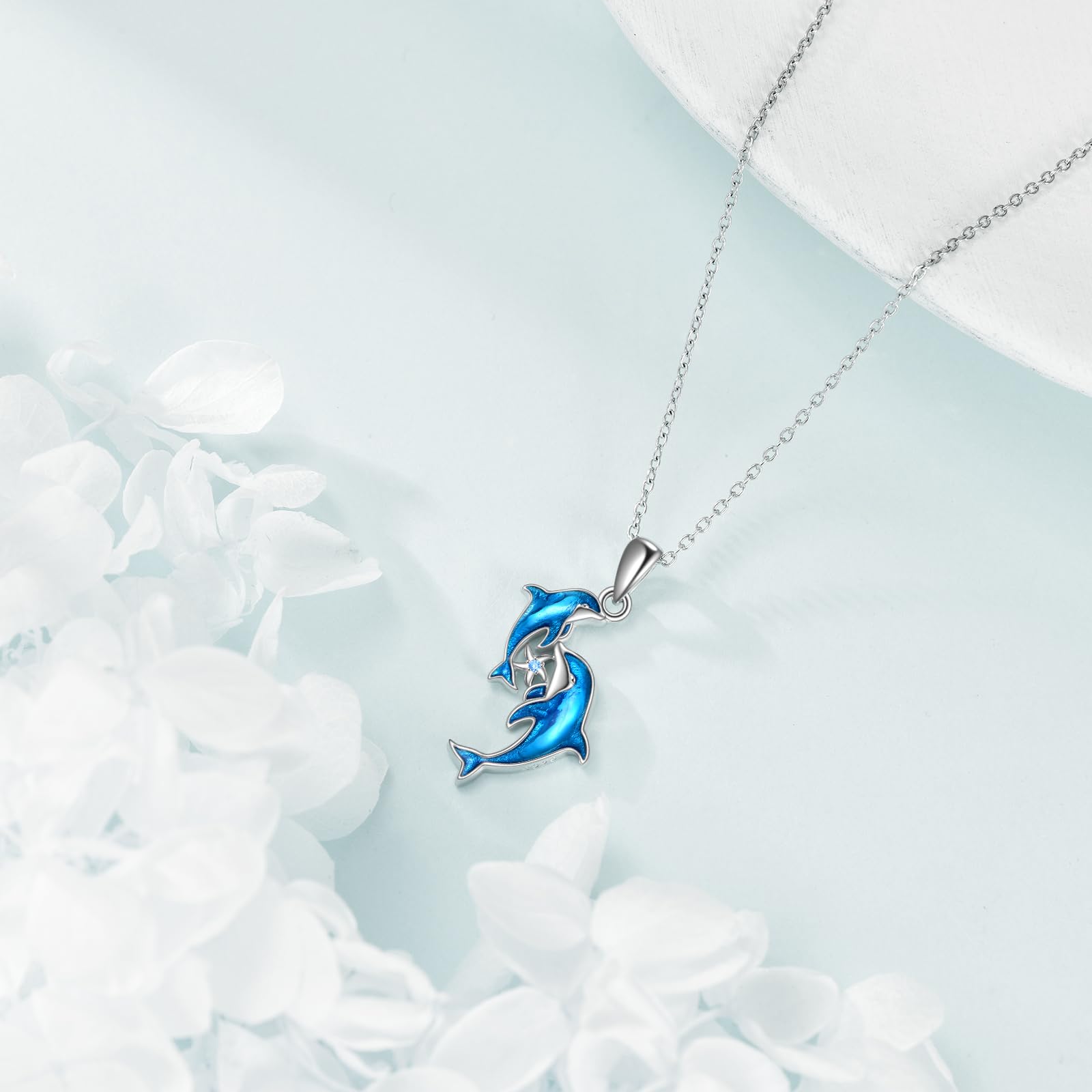 YFN 925 Sterling Silber Delfin Halskette – Elegante Meerjungfrau Anhänger Kette für Frauen – Perfekt Geschenk für Muttertag