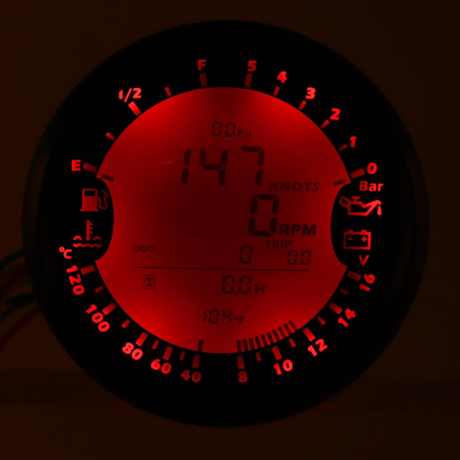 Medidor Digital multifunción 6 en 1, velocímetro, tacómetro, temperatura del agua, presión de aceite, indicador de voltaje de kilometraje Total