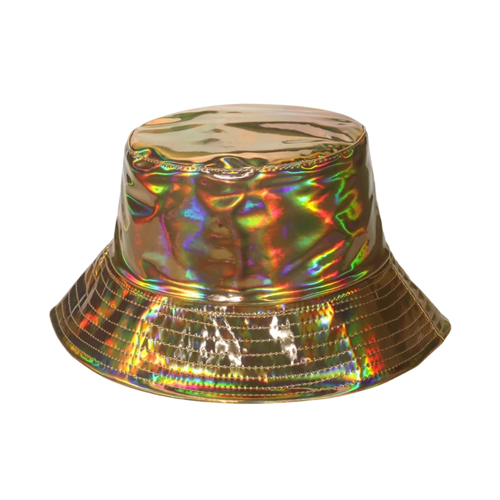 matumou Bucket Hat, Three-Dimensional Wide Brim Fisherman Hat, Waterproof Leather Cool Metallic Shine Hat, Stage Performance