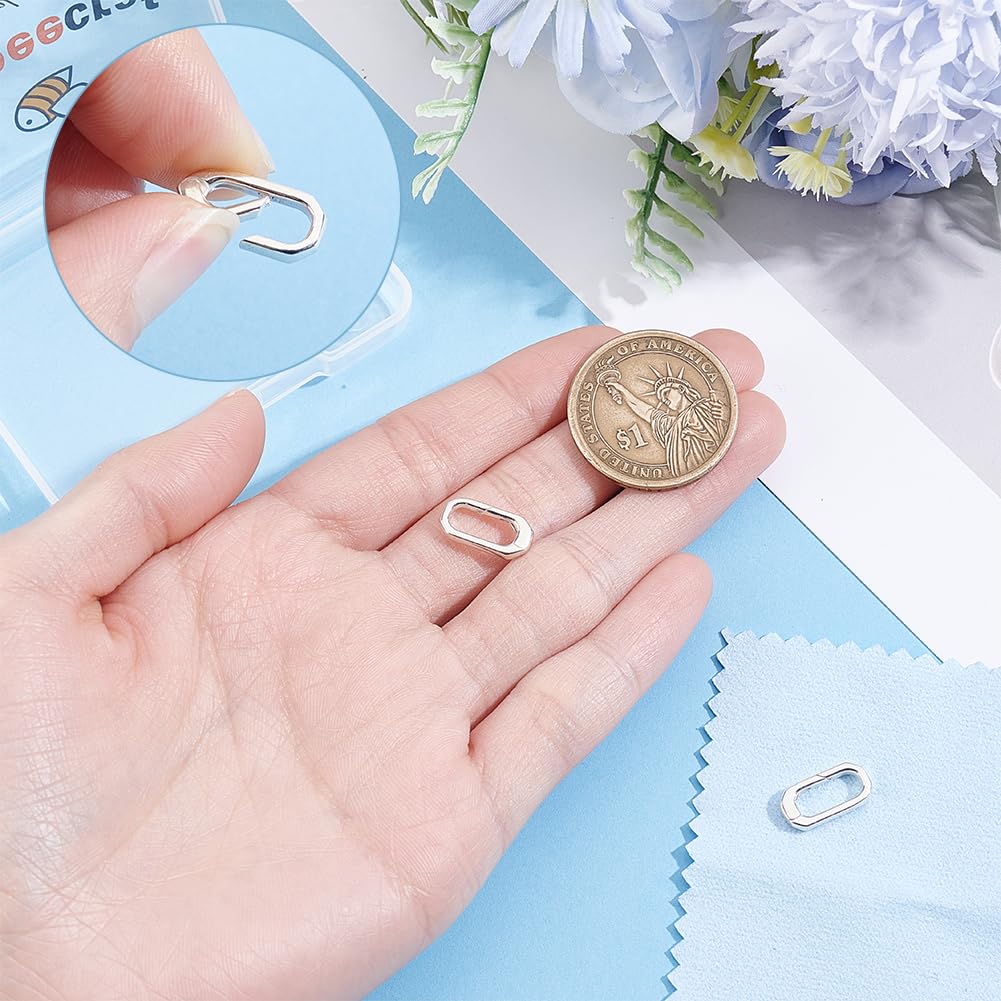Beebeecraft 2 Stück 925 Sterling Silber Federring Verschlüsse 145x75x25mm Kleine Ovale Federring Clips Halskettenverkürzer/Verlängerungsverbinder Mit Silberpoliertuch Für Die Schmuckherstellung