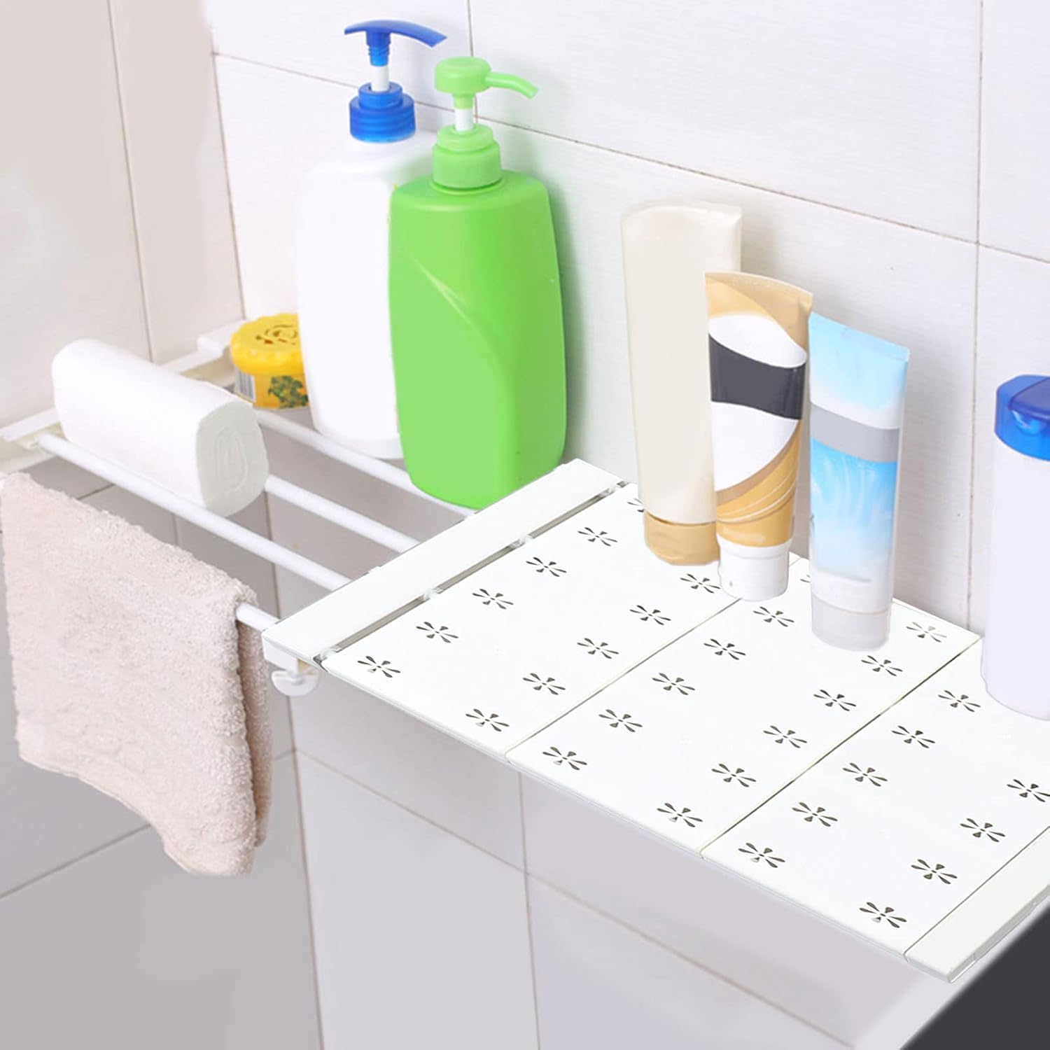 Expandable Closet Shelf Wall-Mounted Storage Rack Adjustable Closet Rod Divider Separator Space Saving for Cabinet Wardrobe Cupboard Kitchen Pantry Cupboard-image-17