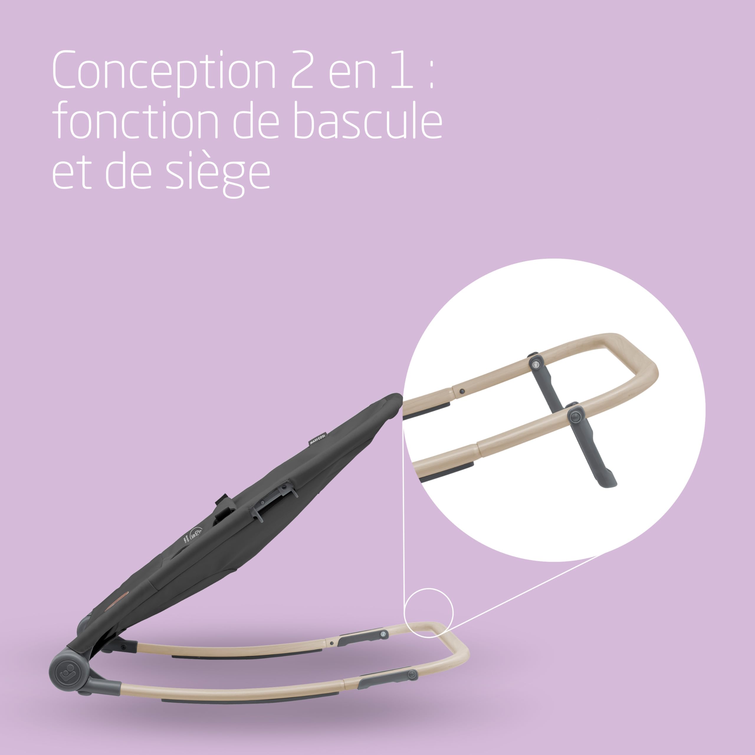 Maxi-Cosi Loa, Transat bébé, pliage ultra compact, 2 positions d'inclinaison, Transat bébé léger, tissus 100% recyclés, Naissance à environ 2 ans, 0 à 12 kg, Beyond Graphite