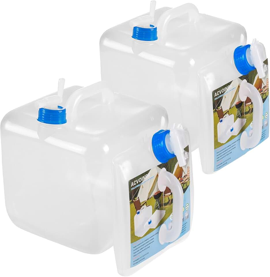2 Pack Collapsible Water Container with Spigot,BPA Free Food Safe Camping Water Storage Carrier Jug for Outdoors Hiking Backpack &