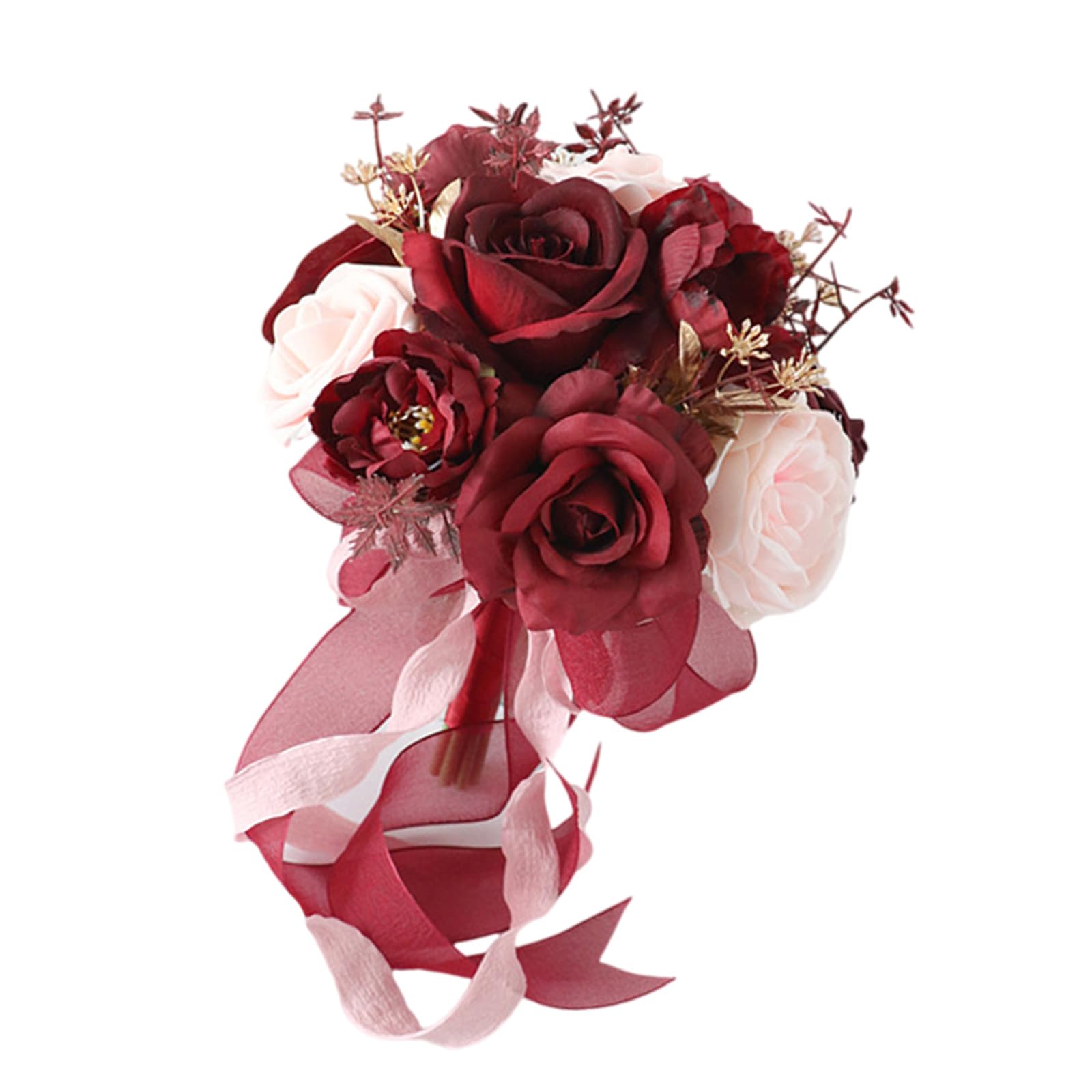 Woedpez Artificial Colorful Flowers Bouquet Wedding Ceremony Beautiful for Bridesmaids and Home Decoration Light Weight