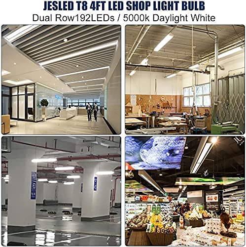 Jesled 4Ft T8 Led Type B Tube Light Bulbs, 24W 5000K Daylight White, 3000Lm, 4 Foot T12 Led Replacement For Flourescent Tubes, Ballast Bypass, Dual-End Power, Clear, Warehouse Shop Lights (12-Pack) #TOP4