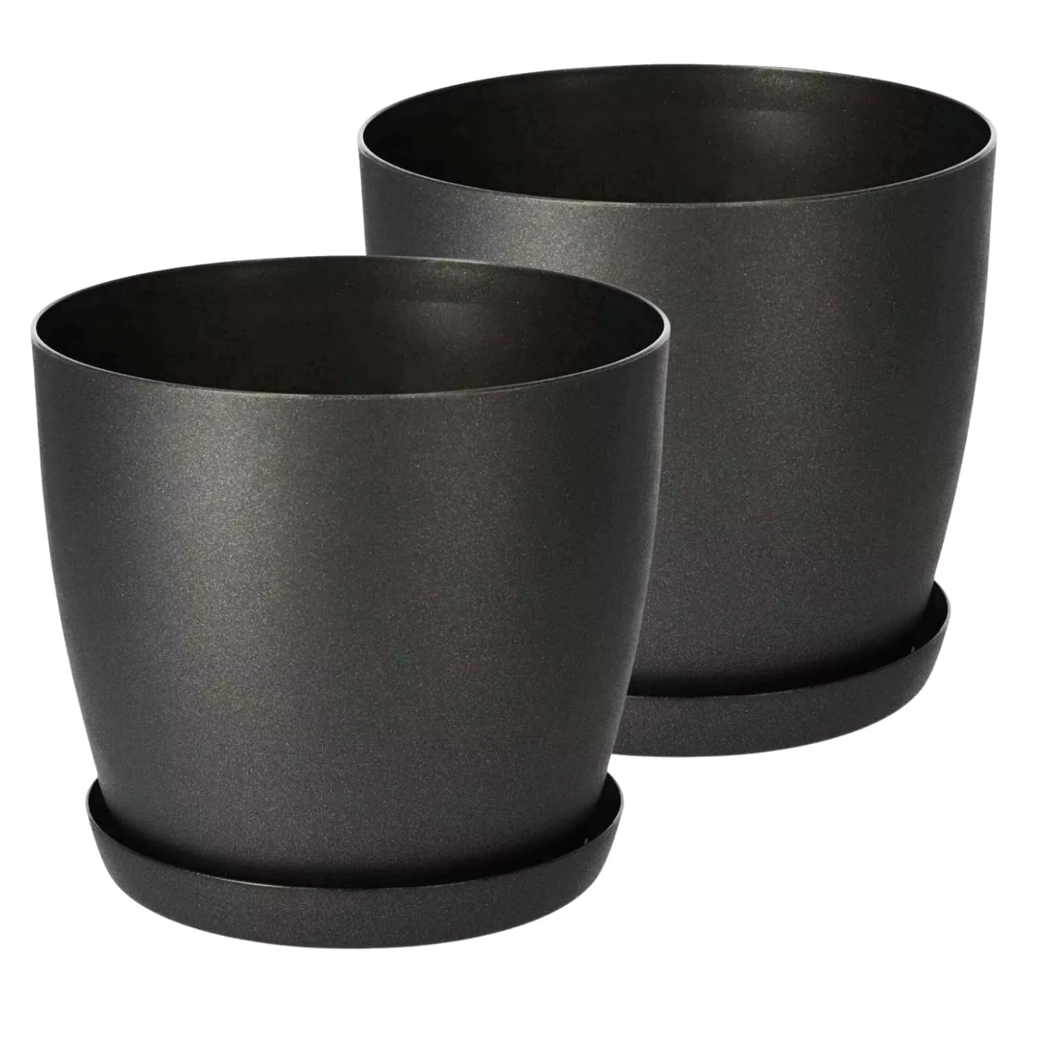B2C 2pcs Flowerpot Planter Pot Matt With Saucer Drip Tray Pastel Color Plastic Minimalist Indoor Outdoor Pot Cover (Graphite, 30cm)
