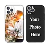 Custom Pictures Phone Case for iPhone 17/16/15/14/13/12/11 Pro Max Mini, Personalized Phone Cases, Customized Photo Black Liquid Silicone Soft Gel Rubber Cover for Birthday Friends Family