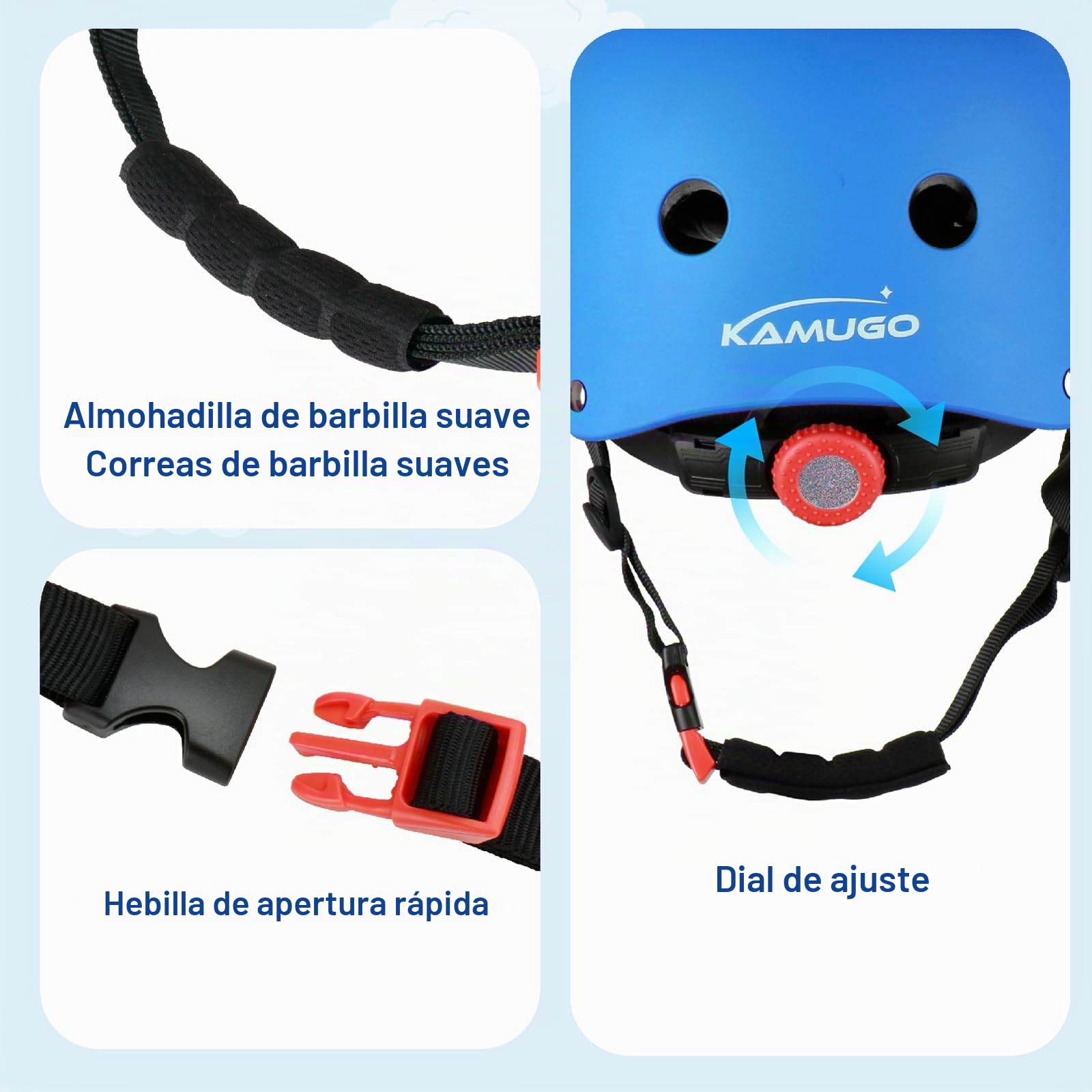 KAMUGO Casco de Bicicleta para niños, Casco para niños de 2 a 8 años, con Equipo de protección Deportivo, Rodilleras, Coderas y muñequeras para monopatín, Ciclismo, Patinete