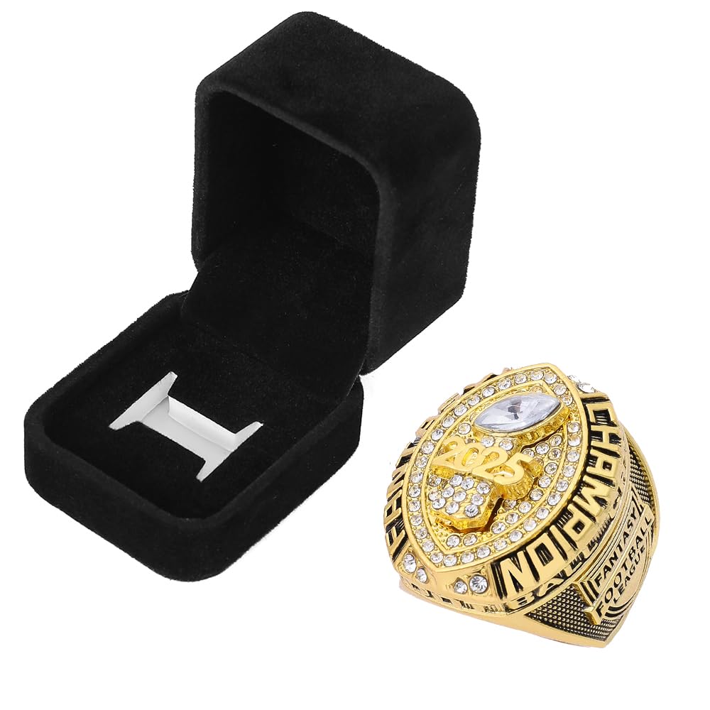 guancrown 2025 Fantasy Football Championship Ring Award Prize Trophy Sports Winner FFL Champion Ring With Box (size 12 with free box)