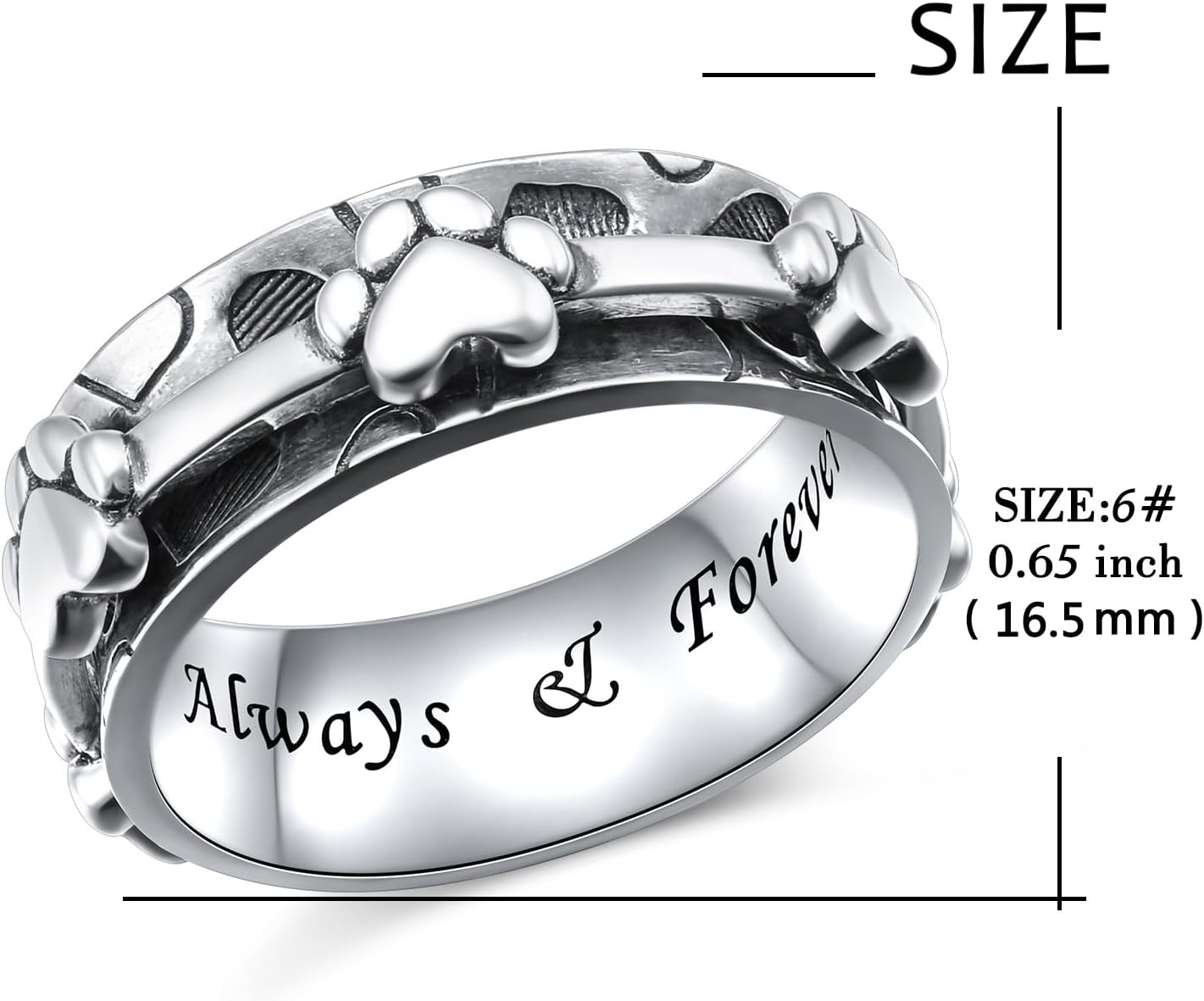 Ladytree Spinner Fidget Anxiety Ring,925 Sterling Silver Stress Relief Worry Ring,Platinum Plated ADHD Autism Jewelry,Birthday Mom Gift for Women