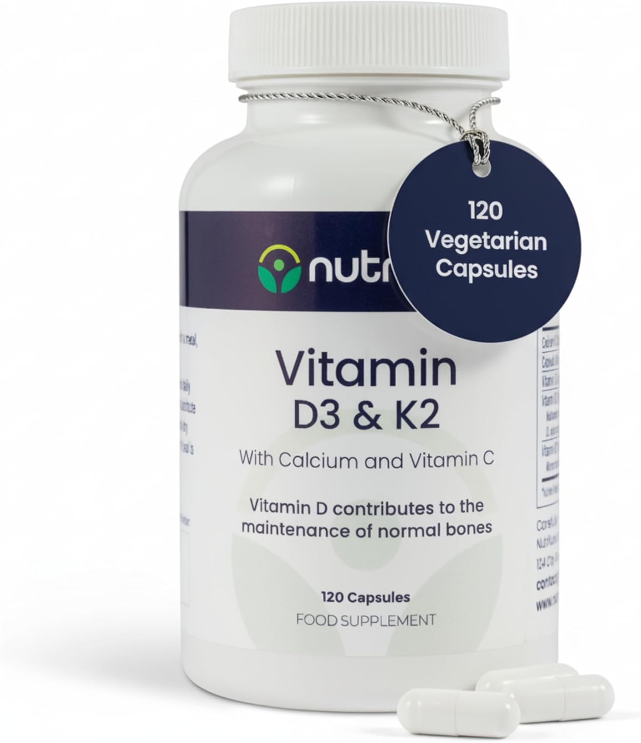 Vitamin D3 4000IU + K2 MK-7 100µg with Calcium & Vitamin C – High Strength Immune & Bone Health Support – 120 Vegetarian Capsules – Joint, Energy & Wellness Supplement – UK Made – GMP Certified