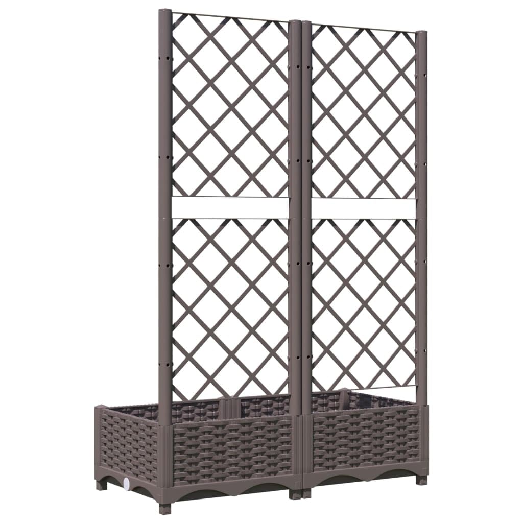 Brązowa doniczka na rośliny ze kratką 80 x 40 x 121,5 cm PP Garden Container for Flowers Herbs Sukulents Balcony Patio Yard Outdoor Use