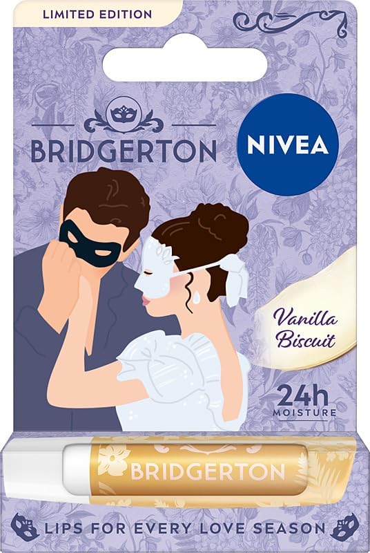 NIVEA Bridgerton Edition Pielęgnująca pomadka do ust Vanilla Biscuit Sophie & Benedict 4,8g