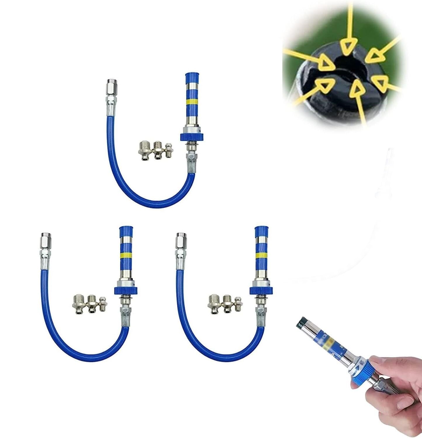 Lube Pro Plus Hochdruck-Fettkupplung, universelle Fettverschraubungsverlängerungen, Hochleistungs-Fettpressenkupplung, Schnellverschluss- und Freigabe-Fettpressen-Spitzenadapter (Color : 3pcs)