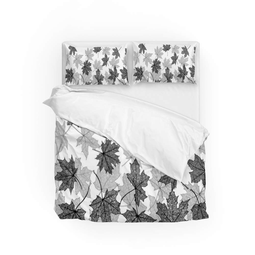Housse de couette polyester feuilles d'érable linge de lit jumeau 3 pièces