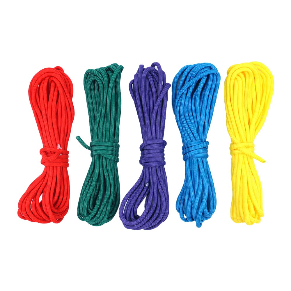 Namvo5pcs 16.5Ft Paracord Set, Parachute Cord Rope Outdoor Survival Tent Guide Rope Set for DIY Manual Braiding Making Bracelets Key Chain Dog Collar Lanyards