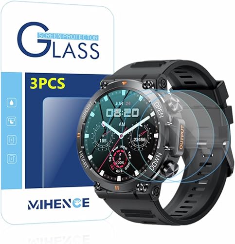 Protector de pantalla compatible con reloj inteligente K56 Pro de 1.39 pulgadas, película protectora de vidrio templado 9H compatible con EIGIIS