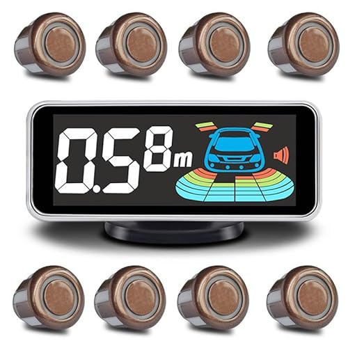 Parktronic 8 Parking Sensors Kit Reverse Backup Radar System Rear and Front View with Sound Warning Ultrasonic Distance Detection for Car Vihicle