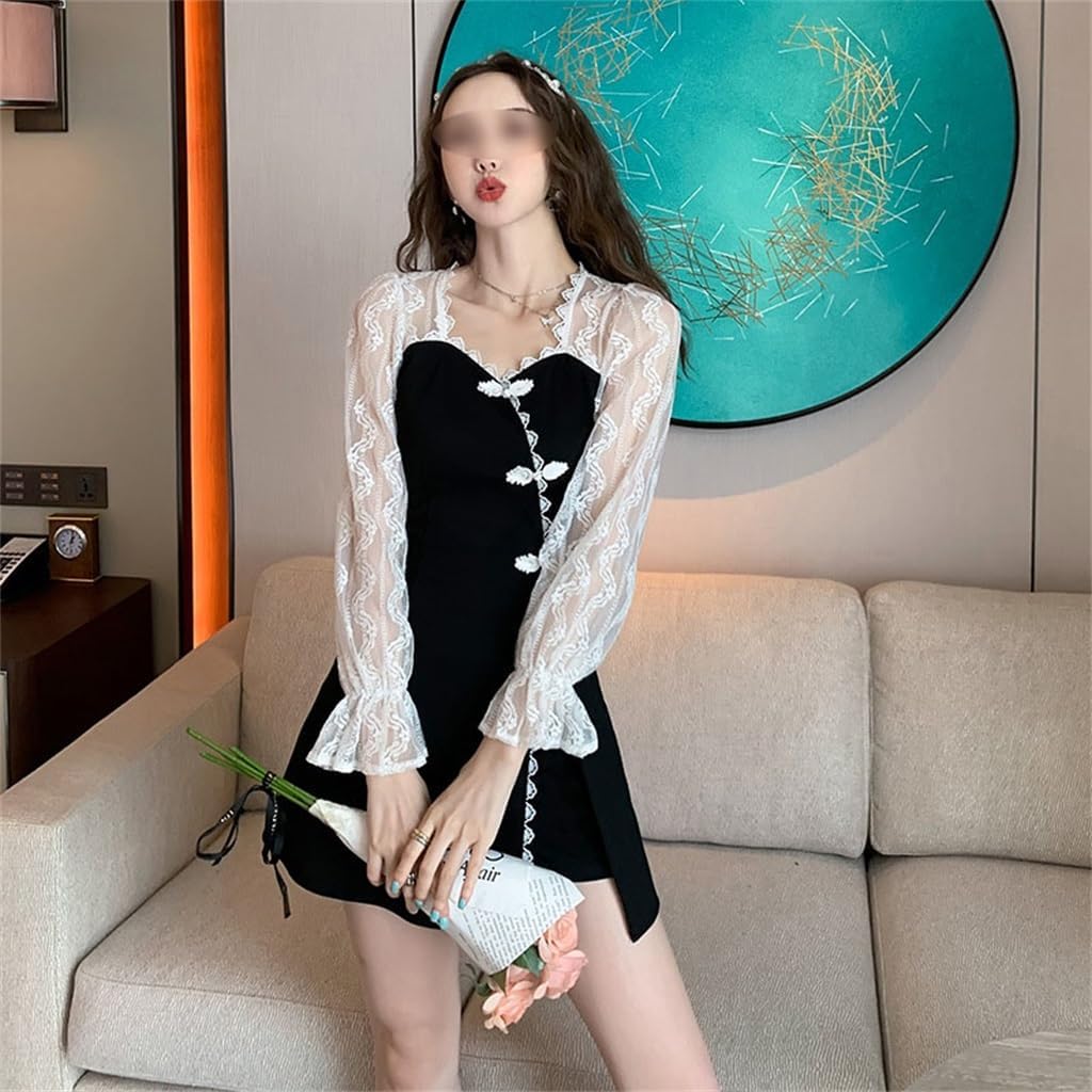 Small Fragrant Wind Set Skirt Lace Cheongsam Dress Shorts Two-Piece Set