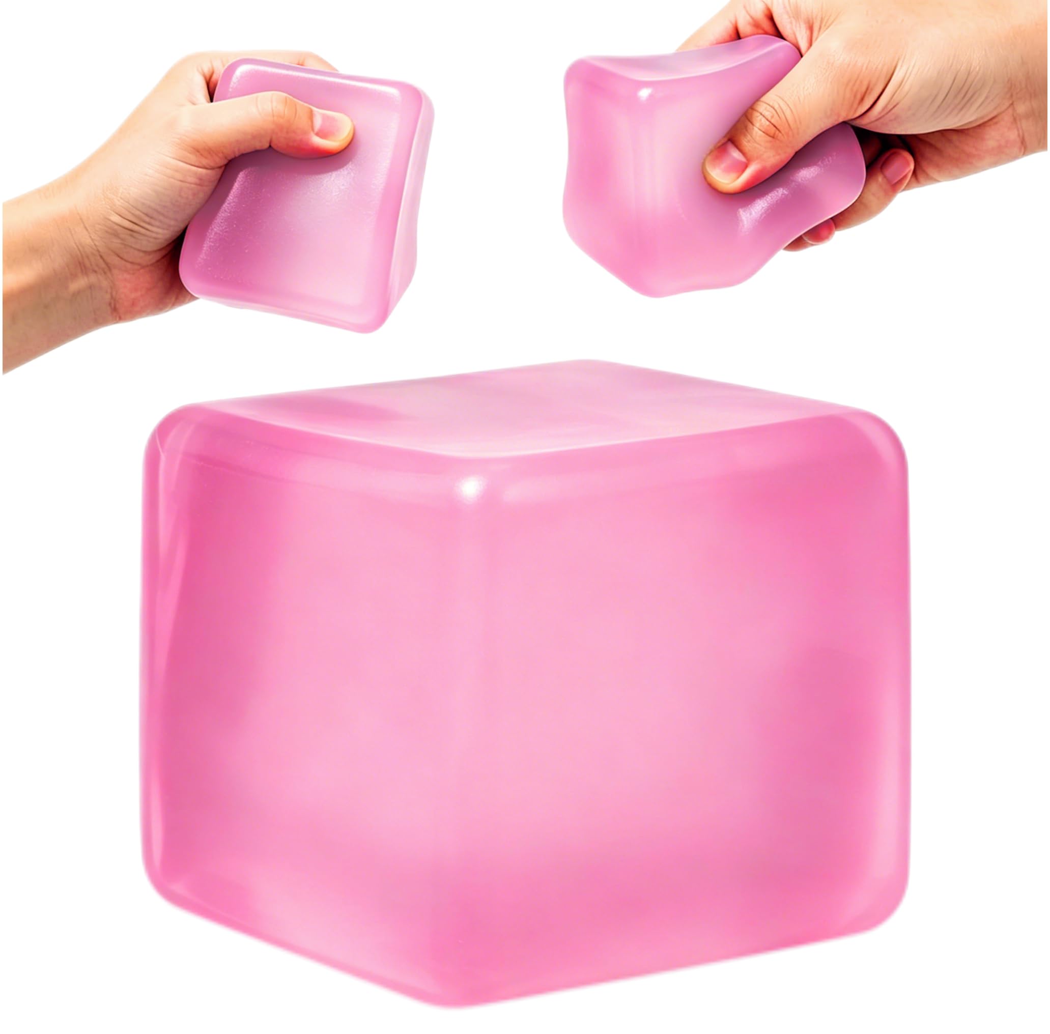 Squishy Stress Cube, Soft Fidget Cube Squeeze Toy, Stress Relief and Anxiety Relief Fidget Toy, Squishy Sensory Toy for Kids & Adults, Daily Relaxation, Focus, Calm and Concentration (Pink)
