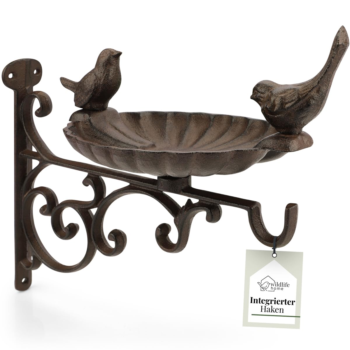 wildlife home Vogelbad, hangend voor balkonleuningen, vorstbestendig, vogelbad balkon, ( 30 cm), XL, vogelbad, tuin, voor wilde vogels, waterbad voor vogels