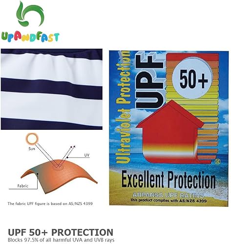 Miniatura 3 de upandfast Traje de baño para bebéniño pequeño, protección solar UPF 50+, traje de baño de una pieza con cremallera con sombrero para el sol, traje