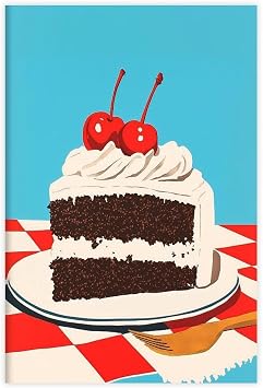 Cherry Cake Birthday Cake Chocolate Blue Kitchen Instant Minimalist Trendy Bakery Poster Print for Teen Boys Room Wall Art Canvas Painting Print Unframe 12x18inch