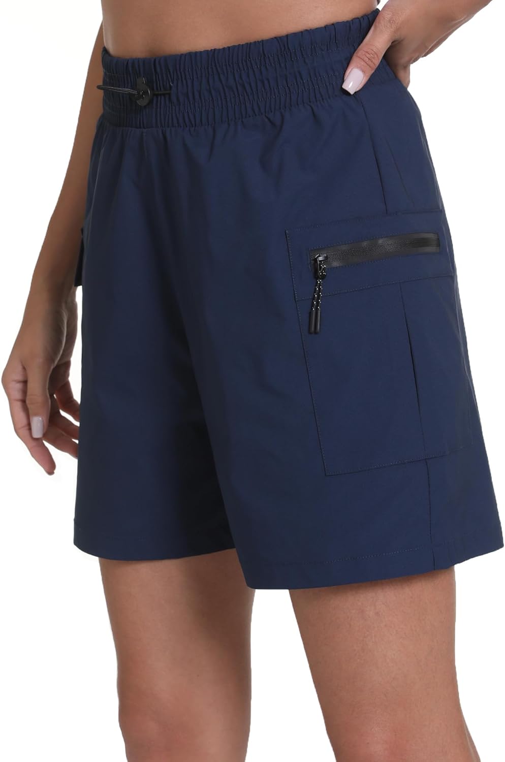 Women's Quick Dry Hiking Cargo Shorts with Zipper Pockets Lightweight Athletic Shorts for Workout Travel Camping - Image 6
