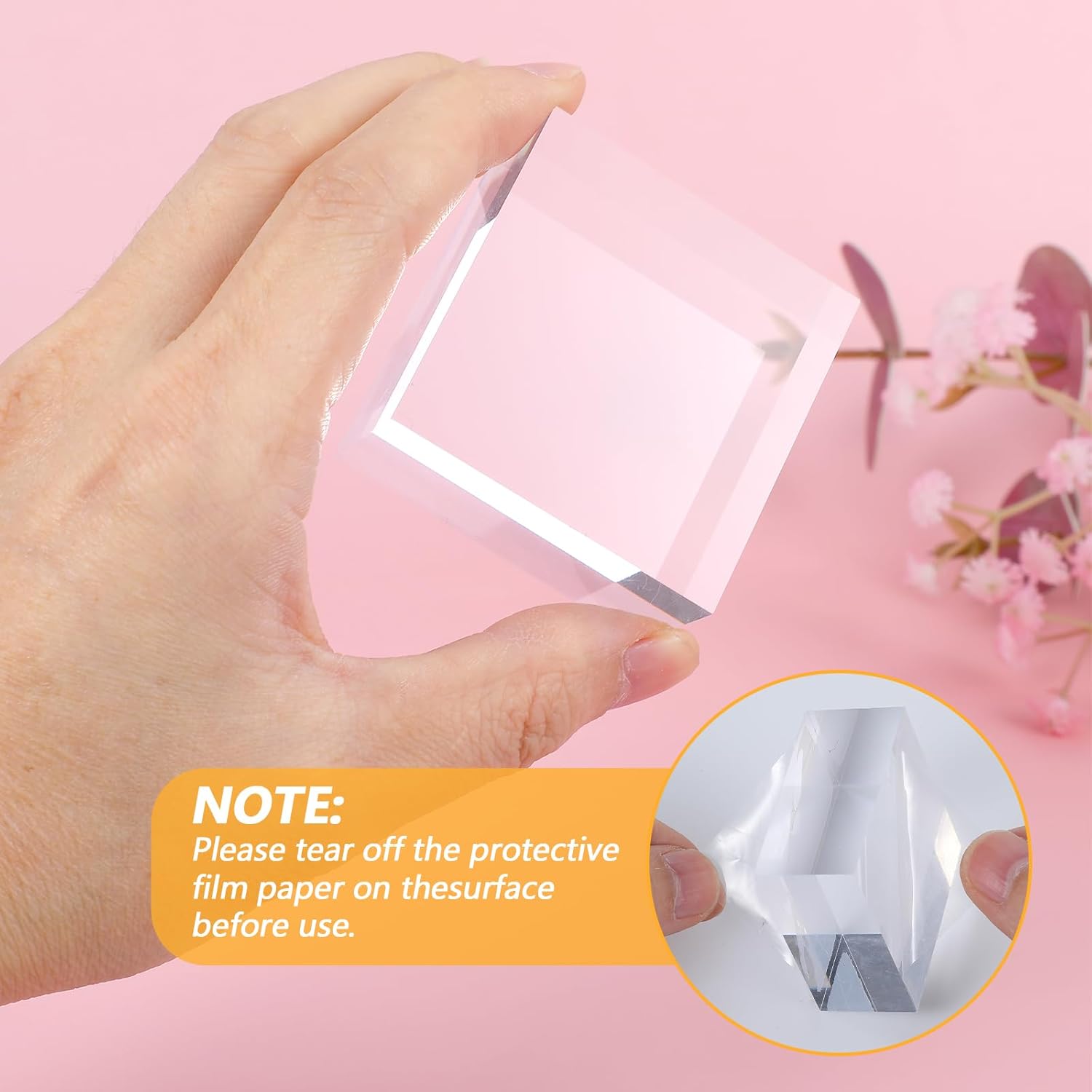 DIVINA VITAE 16 Pcs Acrylic Blocks for Display Acrylic Cubes Clear Base Stand Square Display Block Polished Jewelry Stand Ring Showcase Holder Base(2 x 2 x 1 Inch, 1 x 1 x 1 Inch)