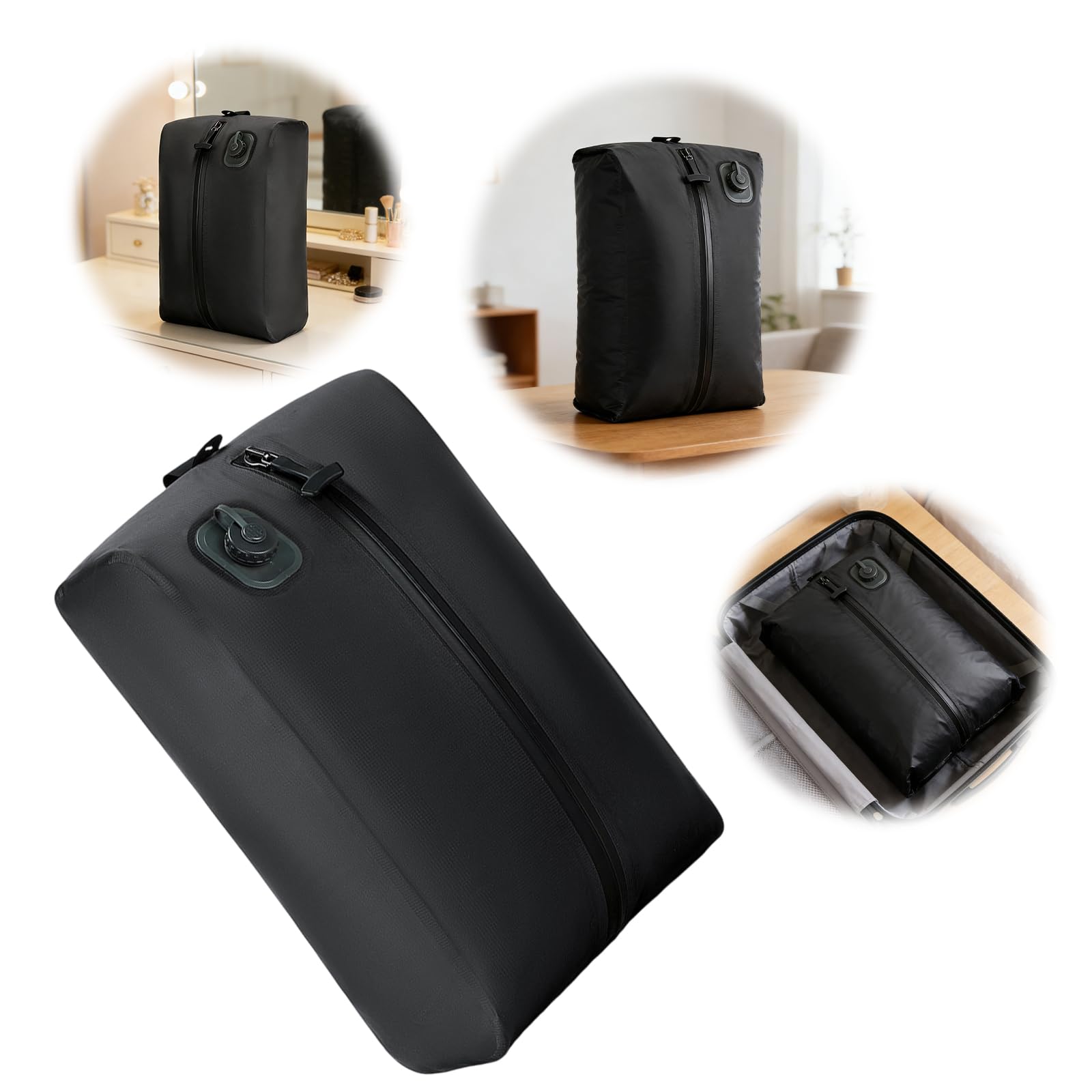 Automatyczna torba próżniowa One-Touch z wbudowaną pompką, worek próżniowy 22 l, wodoodporne torby oszczędzające miejsce, na ubrania, walizki podróżne i kemping (czarny)