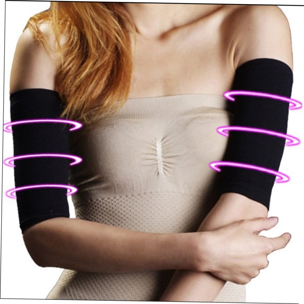 Manicotti Compressione Braccia 1 Paio in Fibre Acriliche per Adulti | Nero, Leggeri e Discreti Sotto i Vestiti, per Fitness e Passeggiate al Parco