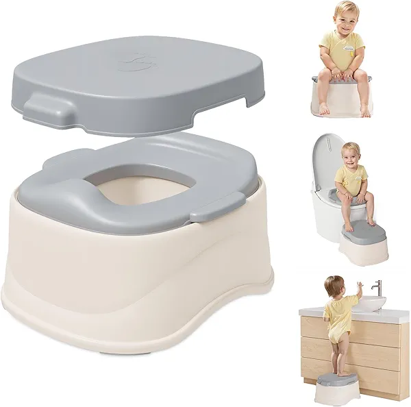 SRGAFIX 3-in-1 Potty Training Toilet, Upgrade Potty Training Seat & Toddler Step Stool, Detachable Toilet for Toddlers, Perfect for Boys and Girls