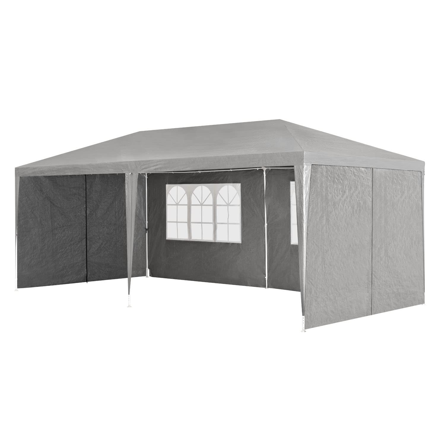 Tenda Juskys per feste 3x6m, 18m², 6 pareti, tetto rimovibile, 18m², 12 ganci, 6 corde, giardino, matrimoni, grigio