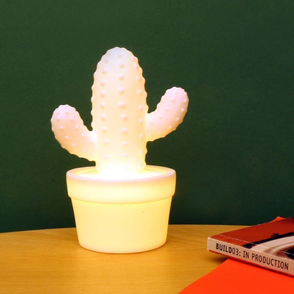 Lampe LED Cactus blanc Kikkerland idée cadeau déco originale maison