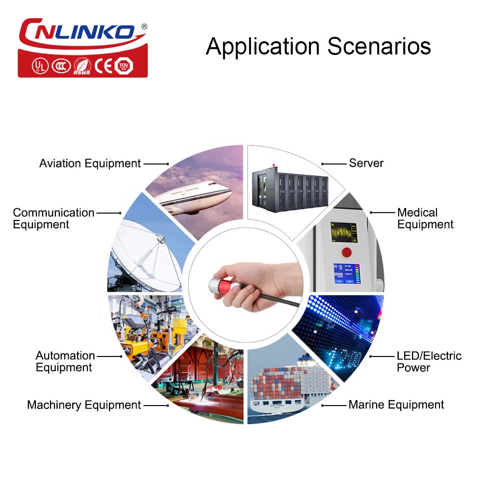 CNLINKO DH-20 Conector impermeable IP67 para cable Conector circular industrial Conector antiinterferencias metálico Pines con dispositivos de protección M20 2-12 Pines Zócalo de brida (2 Pines)