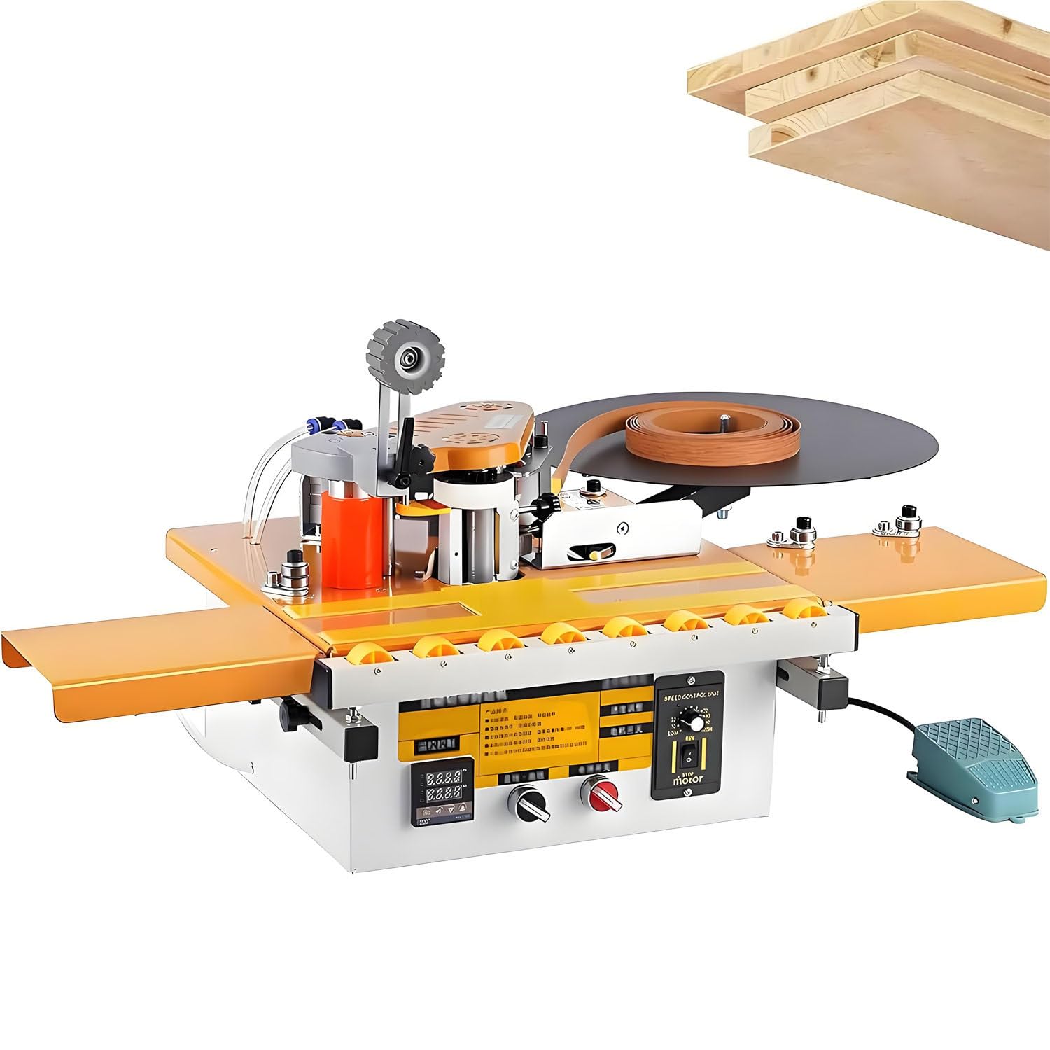 AiODiO Wood Edge Bander Portable, Curve/Straight Dual, Auto Tape Break, 2 Glue 110V
