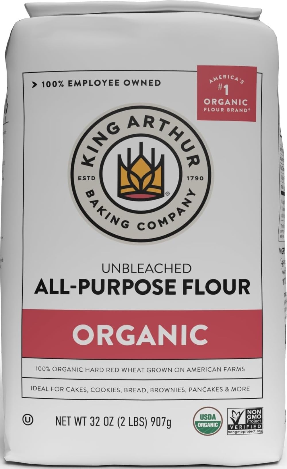 100% Organic All-Purpose Flour, Unbleached, 2 lb (Pack of 1) - Non-GMO Project Verified, No Preservatives