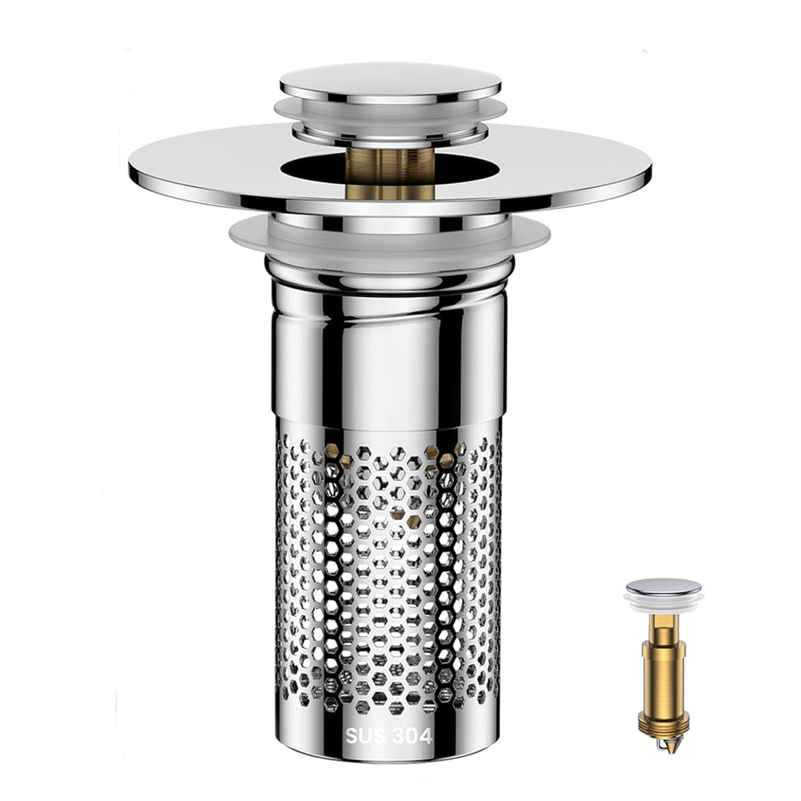 Photo 1 of ?Bathroom Sink Drain Strainer,Universal Pop-Up Sink Stopper Hair Catcher, Anti-Clog Stainless Steel Drain Filter Basket, Removable Sink Drain for Bathroom Sink Stopper