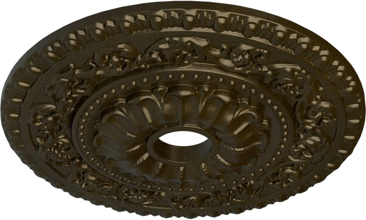 23 1/2"OD x 3 1/2"ID x 2 1/8"P Vaduz Ceiling Medallion (Fits Canopies up to 3 1/2"), Hand-Painted Green Gold