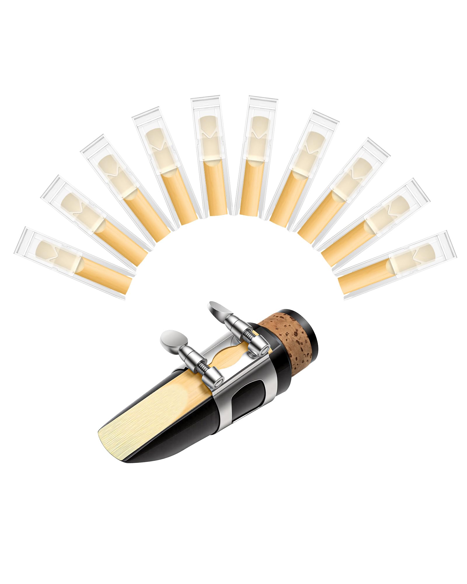 New Bee 10 Anches de Clarinette Sib (Si Bémol), Roseau Naturel, Coupe Française pour Son Pur, Boîte Individuelle Étanche contre Humidité, Idéal pour Débutants et Professionnels, Force 2,5