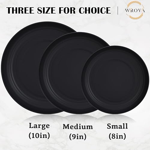 Miniatura 3 de Wrova Platos llanos de paja de trigo, irrompibles de 10 pulgadas, juego de 8 platos reutilizables, aptos para lavavajillas y microondas, ligeros