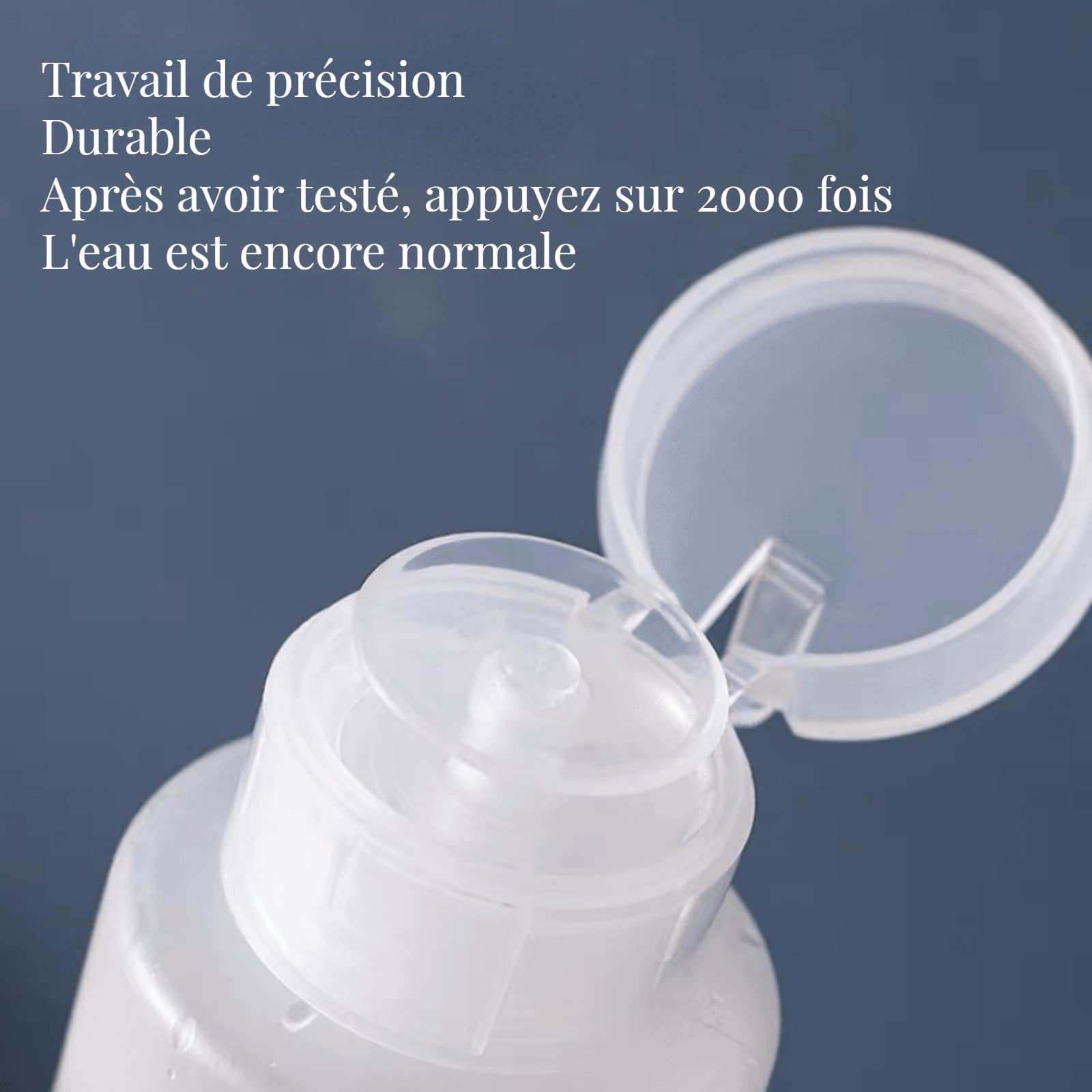 Butelka do dozownika paznokci, pompa czyszcząca Pusta plastikowa butelka do zmywacza do paznokci w płynie do paznokci - butelka przezroczysta 60 ml (biała)