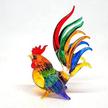 ZOOCRAFT Whimsical Glass Chicken Figurine - A Playful Accent for Farmhouse or Country-Inspired Decor
