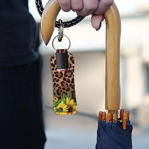 Vista 22 de doginthehole Chapstick - Llaveros para mujer, de neopreno, para bálsamo labial, llavero con clip, bolsa organizadora para lápiz labial Estampado