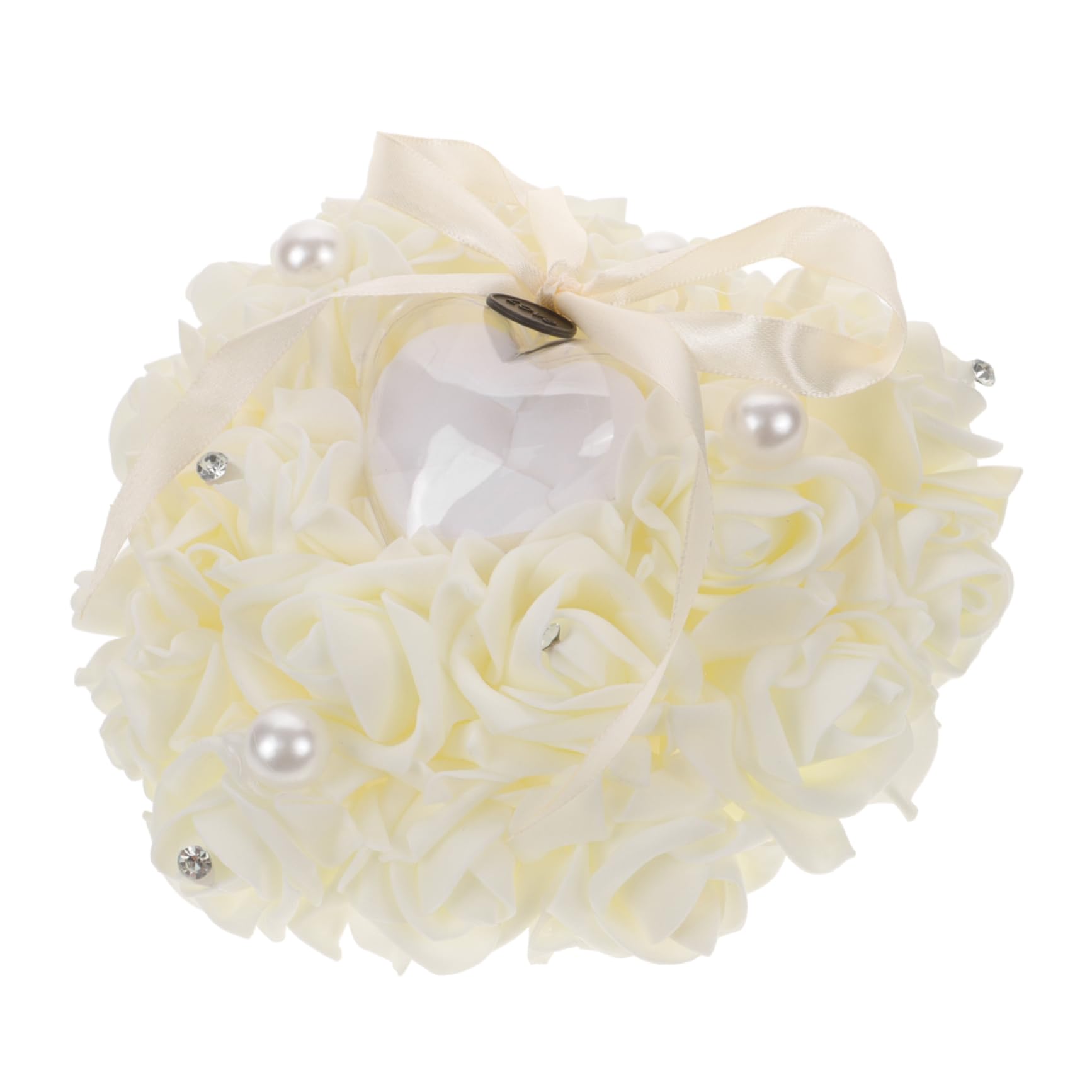 CONGARTENO Heart Shaped Wedding Bearer Cushion Delicate and Roses Decor for Wedding Ceremony Engagement Proposal and Special Occasions