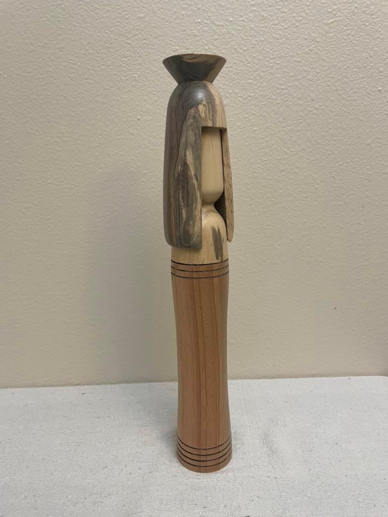 Handcrafted Wooden Decorative Doll, Traditional Design, Natural Oak Finish, 14 Inch Height, Dollhouse Home Decor D94
