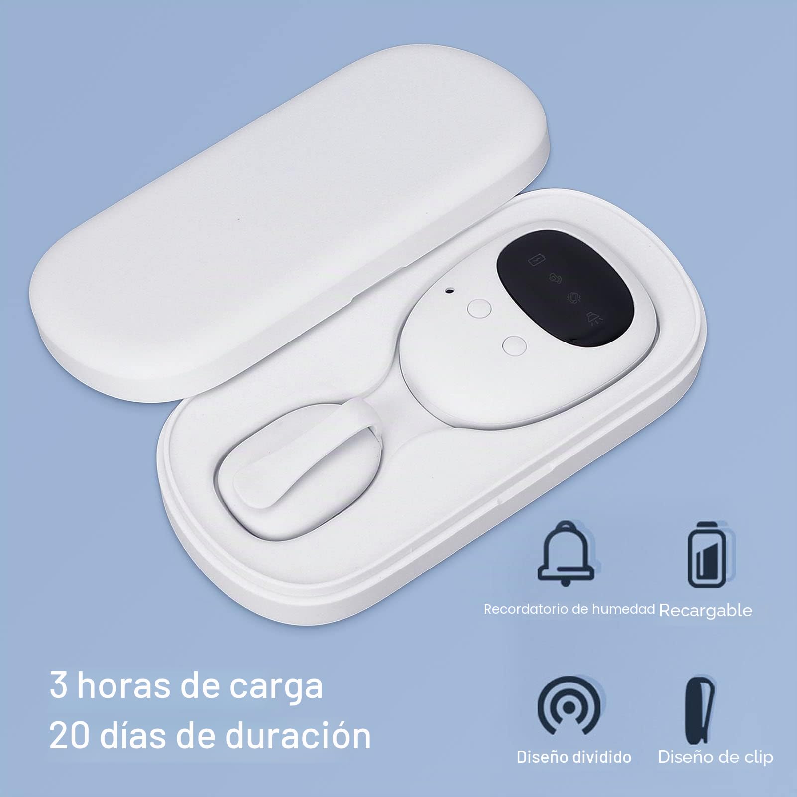 Alarma de Enuresis Inalámbrica, Recordatorio de Humedad Dividida, 3 Modos de Alarma con Sensor de Enuresis Eléctrico por Vibración de Sonido, para Niños Mayores